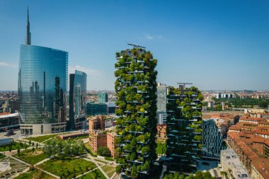 Bosco Verticale 'nin hava fotoğrafı, Milano Dikey Orman, Porta Nuova bölgesi