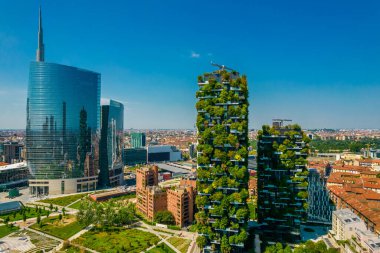 Bosco Verticale 'nin hava fotoğrafı, Milano Dikey Orman, Porta Nuova bölgesi
