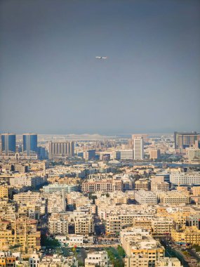 Deira - Dubai 'nin tarihi bölgesi, Arap Emirlikleri. Eski kasabanın insansız hava aracı görüntüsü