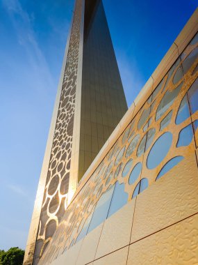 Dubai Çerçevesi. Dubai 'deki muhteşem mimari gökdelen binası, BAE. Dubai 'de en çok ziyaret edilen yerlerden biri.