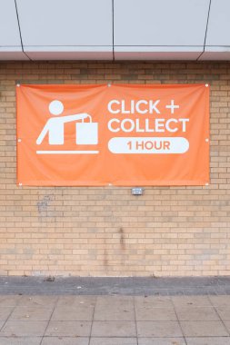 Click collect online internet shopping sign at shop clipart