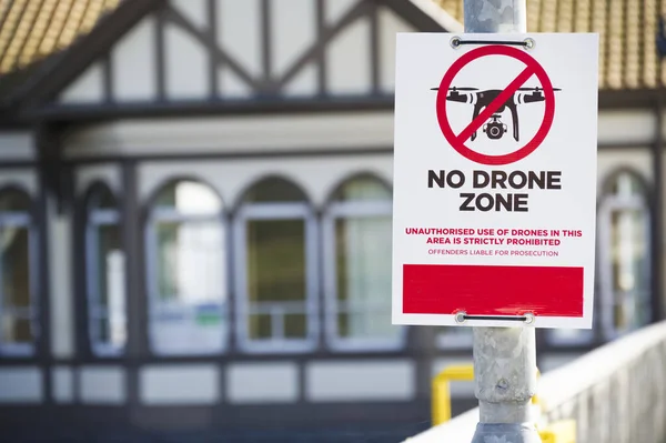 No Drone zone sign no flying permitted air zone — Foto de Stock