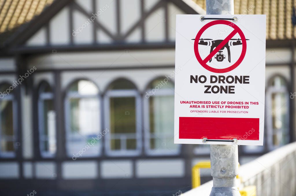 No Drone zone sign no flying permitted air zone