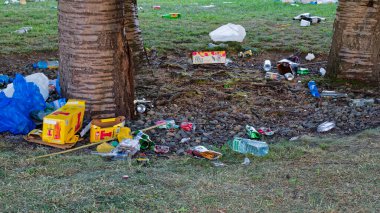 Futbol galibiyeti kutlamalarının ardından parkta bırakılan çöpler