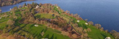 Lomond Gölü golf sahası İskoçya hava manzarası