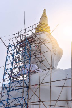 Beyaz Buda, Wat Khao Chong Çad, Nong Wua Sor 'da. Udon Thani Eyaleti, Tayland. Portre boyutu