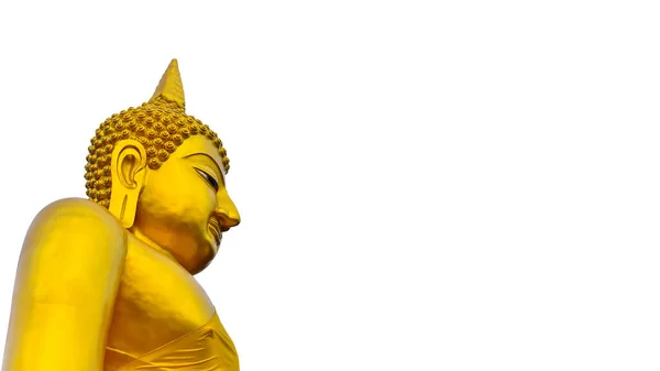 Big Golden Buddha Staty Isolerad Vit Bakgrund Klippbana Ingår Storlek — Stockfoto