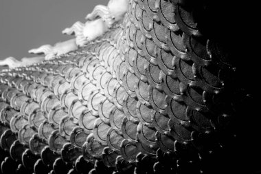 Tayland desenli yakın çekim Naga veya yılan heykeli, Budist, Tayland tapınağı