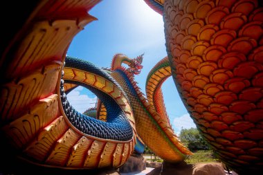 Udon Thani, Tayland - 21 Haziran 2021: Pra kai keaw wang nakin 'de büyük bir yılan olarak resmedildi, Ban Don Swan, Phen District, Udon Thani, Tayland.