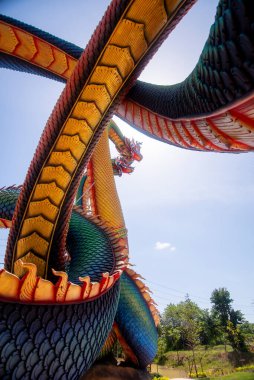 Udon Thani, Tayland - 21 Haziran 2021: Pra kai keaw wang nakin 'de büyük bir yılan olarak resmedildi, Ban Don Swan, Phen District, Udon Thani, Tayland.