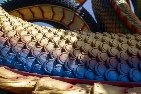 Close Thais Patroon Koning Van Naga Slangenbeeld Boeddhist Thaise Tempel — Stockfoto