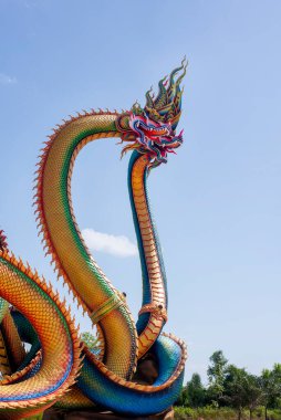 Udon Thani, Tayland - 21 Haziran 2021: Pra kai keaw wang nakin 'de büyük bir yılan olarak resmedildi, Ban Don Swan, Phen District, Udon Thani, Tayland.
