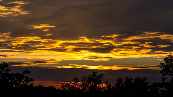 Natürlicher Rahmen Eines Schattenbaums Auf Einer Schönen Wolke Bei Sonnenuntergang — Stockfoto