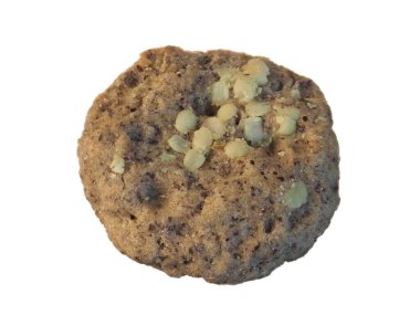 Kenevir un kurabiyelerini kenevir ve susam tohumlarıyla yakın plan beyaz zemin üzerinde izole