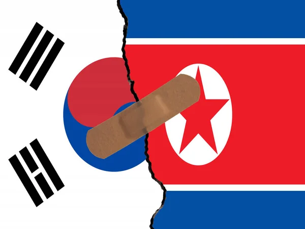 Güney Kore ile Kuzey Kore arasındaki ilişkilerin düzeltilmesi. — Stok fotoğraf
