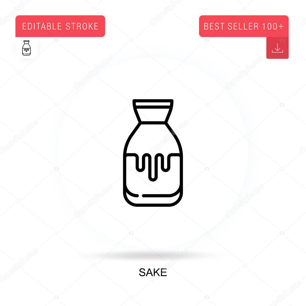 Sake flat vector icon. Vector isolated concept metaphor illustrations.