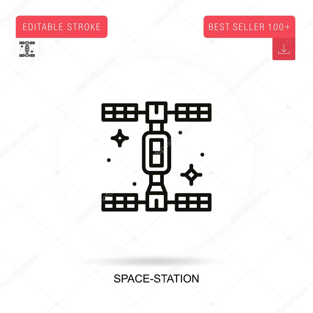 Space-station flat vector icon. Vector isolated concept metaphor illustrations.