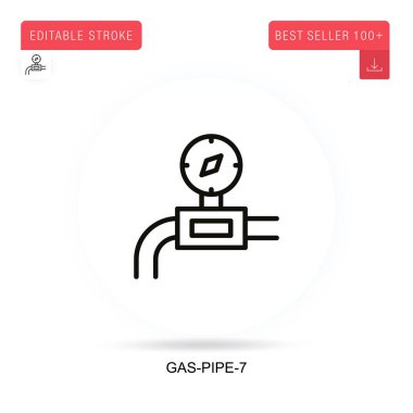 Gaz borusu-7 düz vektör simgesi. Vektör izole kavram metaforları.