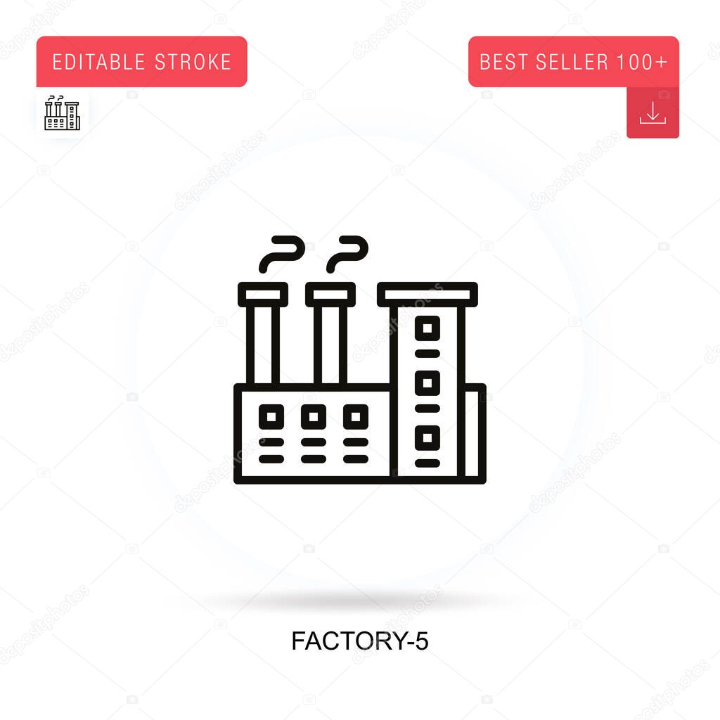 Factory-5 flat vector icon. Vector isolated concept metaphor illustrations.
