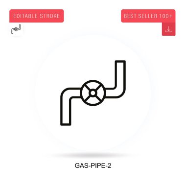 Gaz borusu-2 düz vektör simgesi. Vektör izole kavram metaforları.