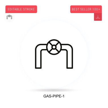 Gaz borusu-1 düz vektör simgesi. Vektör izole kavram metaforları.