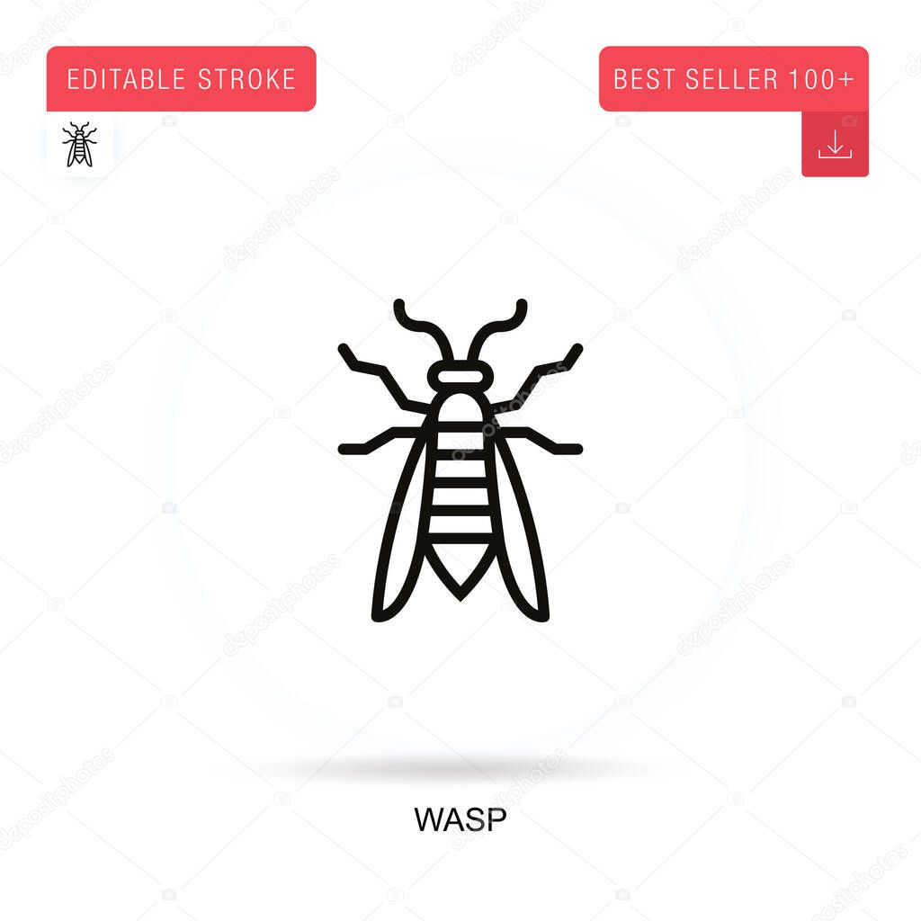 Wasp flat vector icon. Vector isolated concept metaphor illustrations.