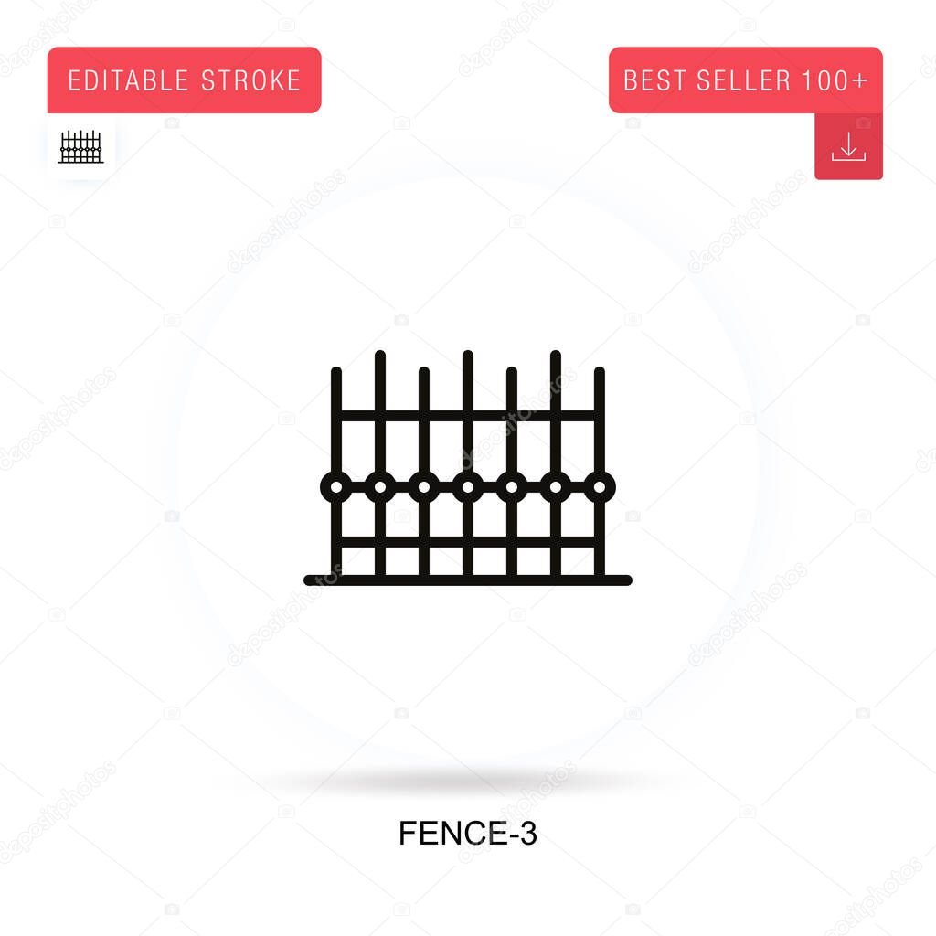 Fence-3 flat vector icon. Vector isolated concept metaphor illustrations.