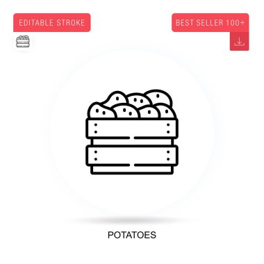 Patates yassı vektör simgesi. Vektör izole kavram metaforları.