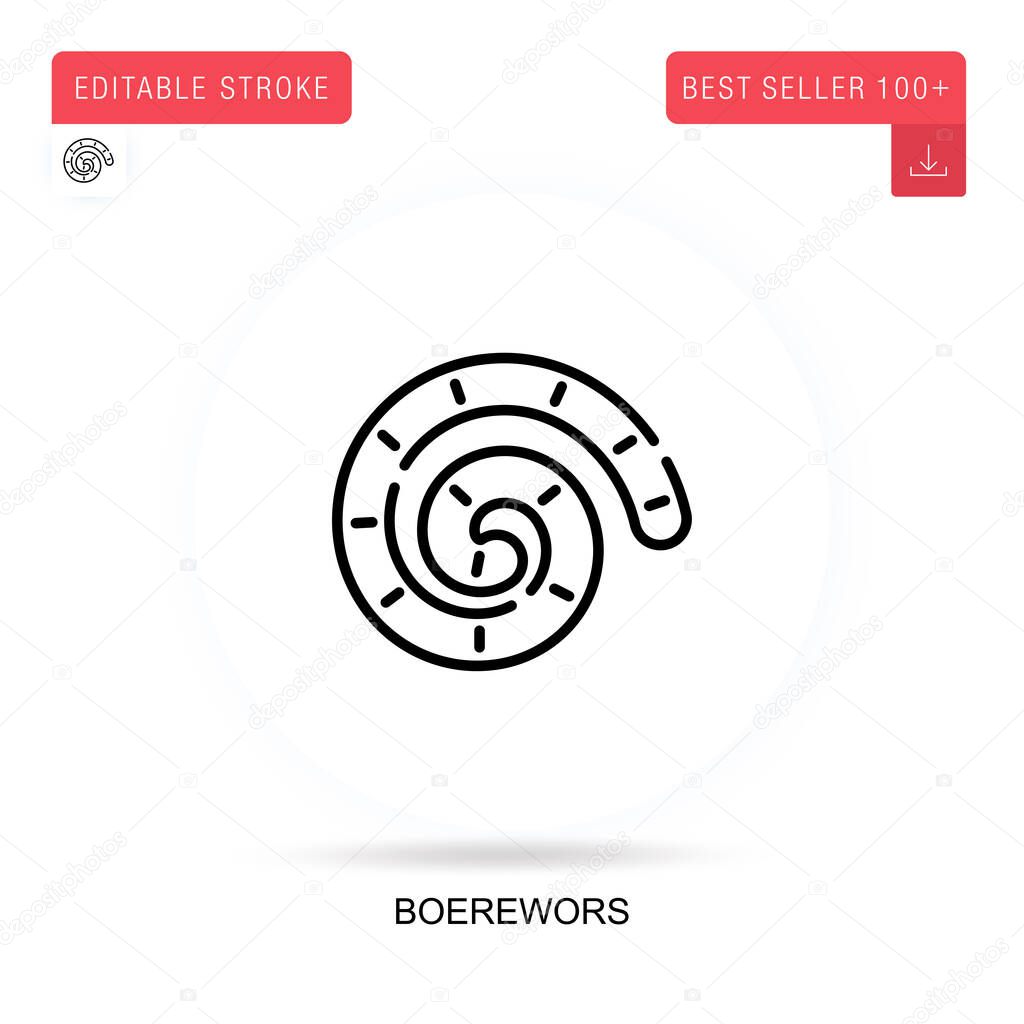 Boerewors flat vector icon. Vector isolated concept metaphor illustrations.