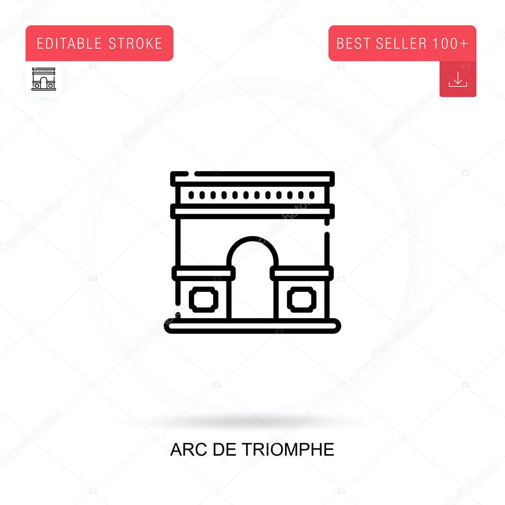 Arc de triomphe flat vector icon. Vector isolated concept metaphor illustrations.