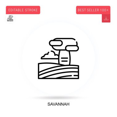 Savannah düz vektör simgesi. Vektör izole kavram metaforları.