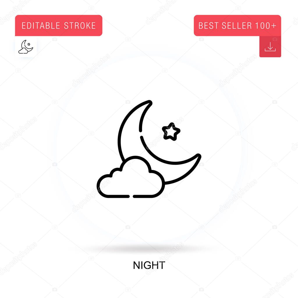 Night flat vector icon. Vector isolated concept metaphor illustrations.