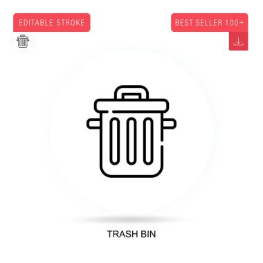 Çöp kutusu düz vektör simgesi. Vektör izole kavram metaforları.