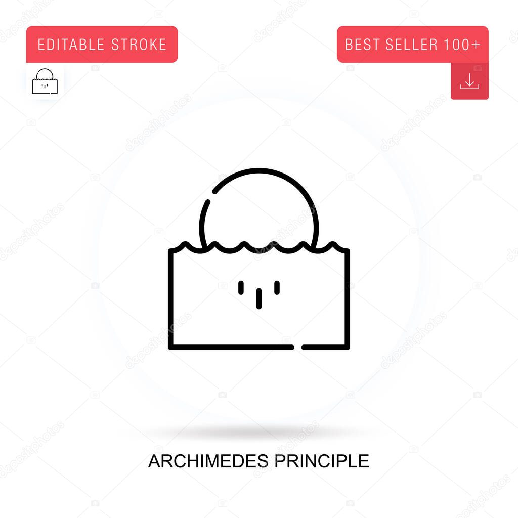 Archimedes principle flat vector icon. Vector isolated concept metaphor illustrations.