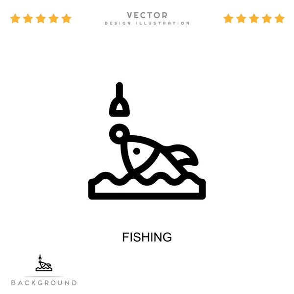 Значок Рыбалки Простой Элемент Коллекции Цифровых Сбоев Линия Рыбалка Значок — стоковый вектор