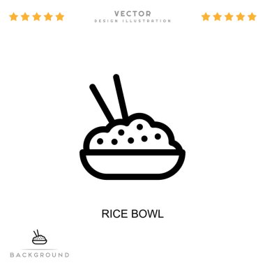 Pirinç kase ikonu. Dijital bozulma koleksiyonundan basit bir element. Şablon, bilgi grafikleri ve daha fazlası için çizgi pirinç kase simgesi