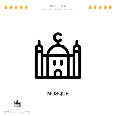 Cami simgesi. Dijital bozulma koleksiyonundan basit bir element. Şablonlar, bilgi grafikleri ve daha fazlası için Satır Camii simgesi