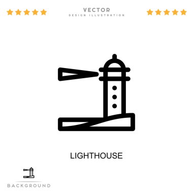 Deniz feneri ikonu. Dijital bozulma koleksiyonundan basit bir element. Şablonlar, bilgi grafikleri ve daha fazlası için Line Lighthouse simgesi