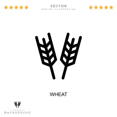 Buğday ikonu. Dijital bozulma koleksiyonundan basit bir element. Şablonlar, bilgi grafikleri ve daha fazlası için satır buğday simgesi