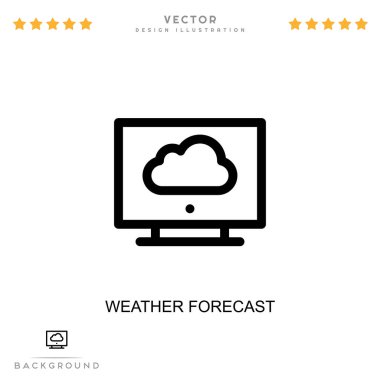 Hava tahmini simgesi. Dijital bozulma koleksiyonundan basit bir element. Şablonlar, bilgi grafikleri ve daha fazlası için Satır Hava tahminleri simgesi
