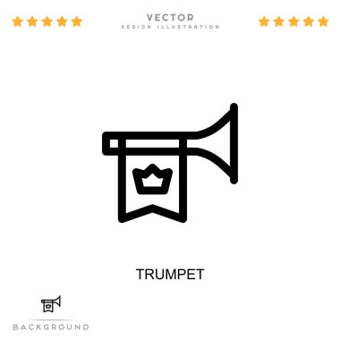 Trompet ikonu. Dijital bozulma koleksiyonundan basit bir element. Şablonlar, bilgi grafikleri ve daha fazlası için Trumpet simgesi