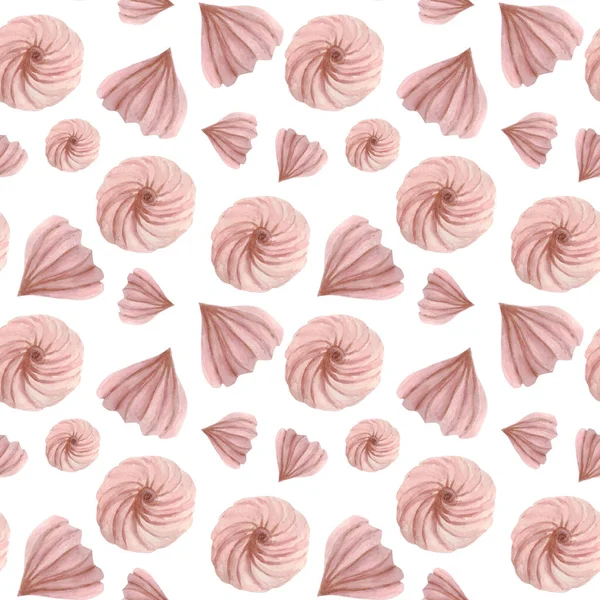 Sömlös mönster med rosa delikat marshmallows på en vit bakgrund. — Stockfoto