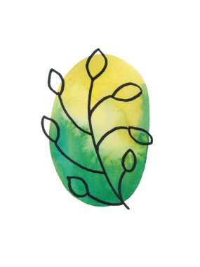 Renkli bir arkaplanda çizgi sanatı biçiminde soyut dal.