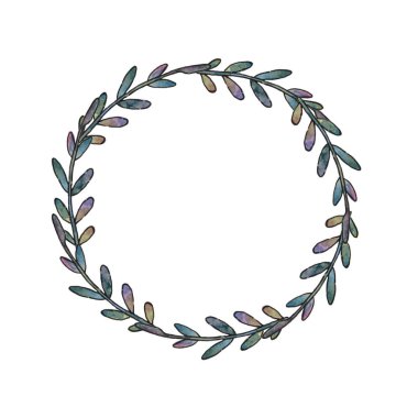 Beyaz arka planda dalları olan bir çelenk çerçevesi. Metin için alanı olan bir çerçeve.