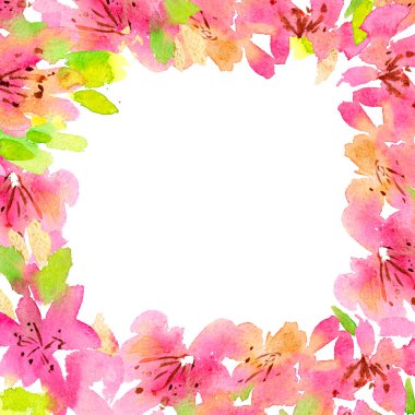 Metin için boş alanı olan, çiçekli ve yapraklı bir çerçeve. 