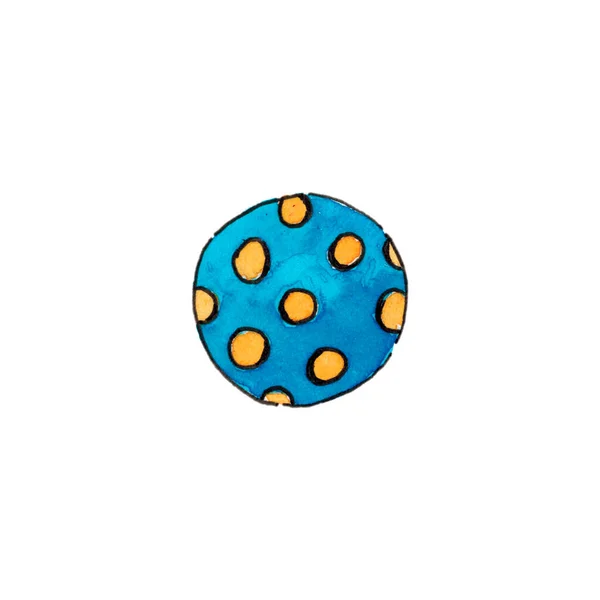 М'яч для гольфу, ізольований на білому тлі. Синьо-жовтий колір . — стокове фото