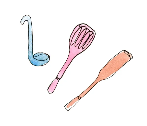 Kitchen spatulas and ladle. — Stock Photo, Image