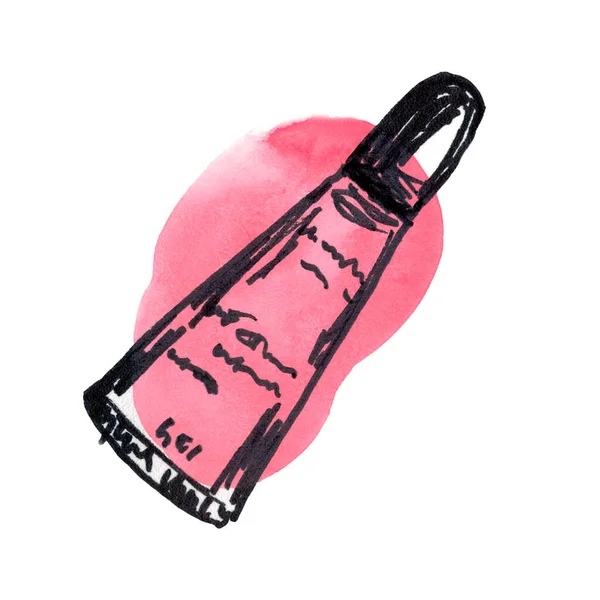 화장품 및 화장품. 분홍빛 물감 방울에 묻은 립글로스. — 스톡 사진