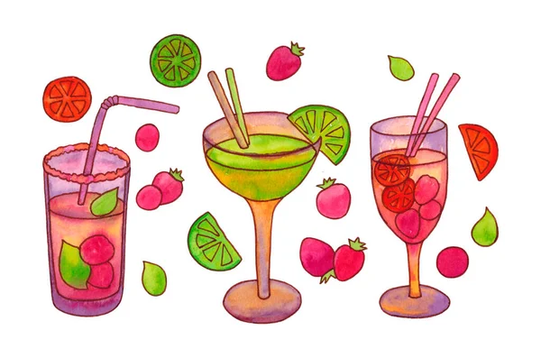 Klassieke tropische cocktails. Gemengde alcoholvrije drank. — Stockfoto