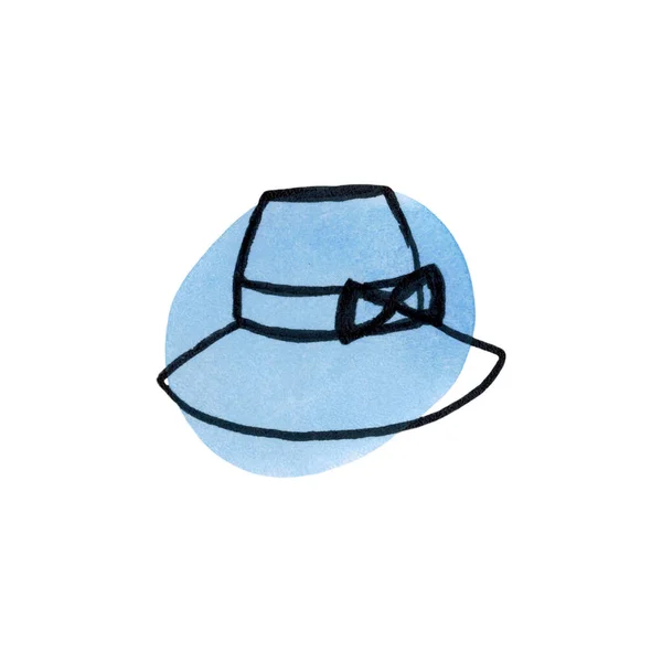 Elegancki kapelusz. Kapelusz z wąskimi marginesami i kokardą. — Zdjęcie stockowe